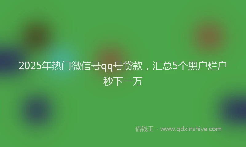2025年热门微信号qq号贷款，汇总5个黑户烂户秒下一万