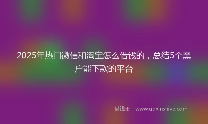 2025年热门微信和淘宝怎么借钱的，总结5个黑户能下款的平台