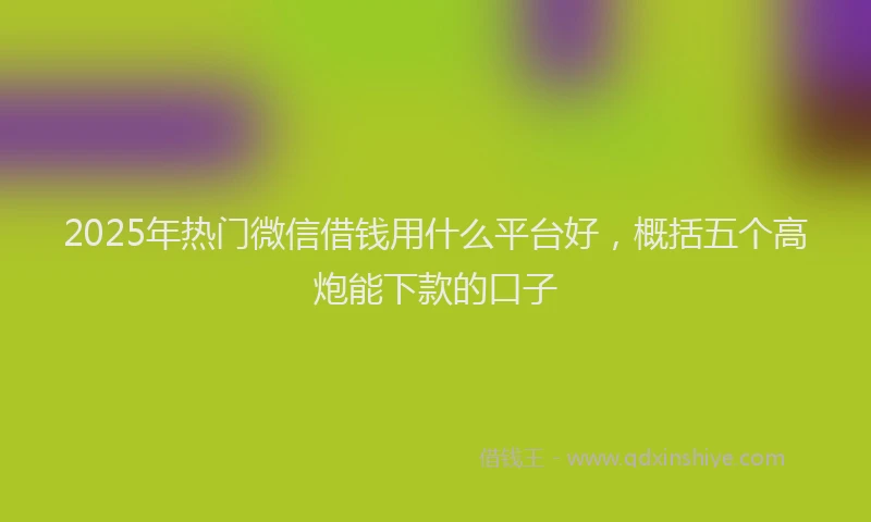 2025年热门微信借钱用什么平台好，概括五个高炮能下款的口子