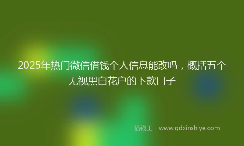 2025年热门微信借钱个人信息能改吗，概括五个无视黑白花户的下款口子