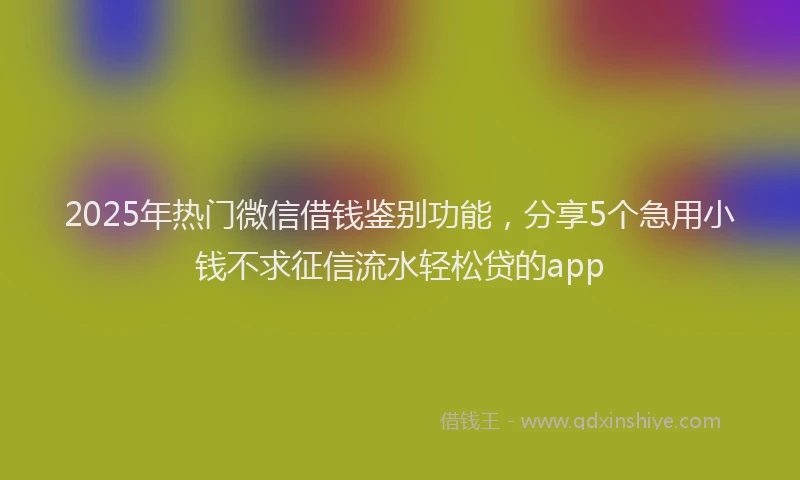2025年热门微信借钱鉴别功能，分享5个急用小钱不求征信流水轻松贷的app