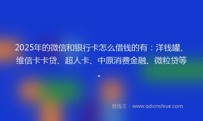 2025年的微信和银行卡怎么借钱的有：洋钱罐、维信卡卡贷、超人卡、中原消费金融、微粒贷等。