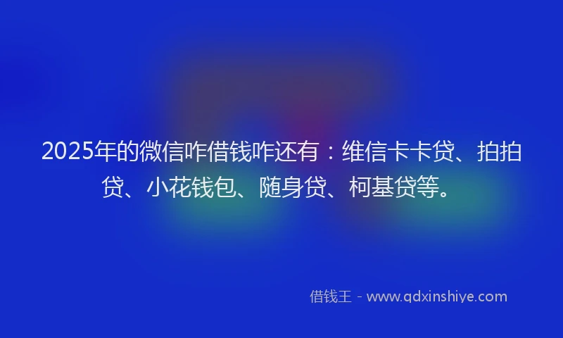 2025年的微信咋借钱咋还有：维信卡卡贷、拍拍贷、小花钱包、随身贷、柯基贷等。