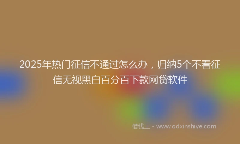 2025年热门征信不通过怎么办，归纳5个不看征信无视黑白百分百下款网贷软件