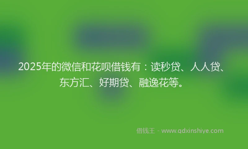 2025年的微信和花呗借钱有：读秒贷、人人贷、东方汇、好期贷、融逸花等。