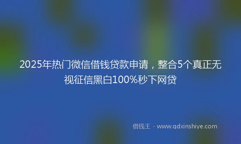 2025年热门微信借钱贷款申请，整合5个真正无视征信黑白100%秒下网贷