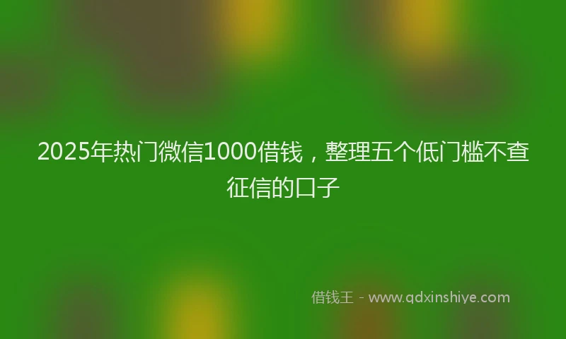 2025年热门微信1000借钱，整理五个低门槛不查征信的口子