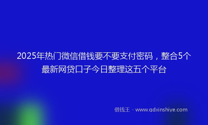 2025年热门微信借钱要不要支付密码，整合5个最新网贷口子今日整理这五个平台