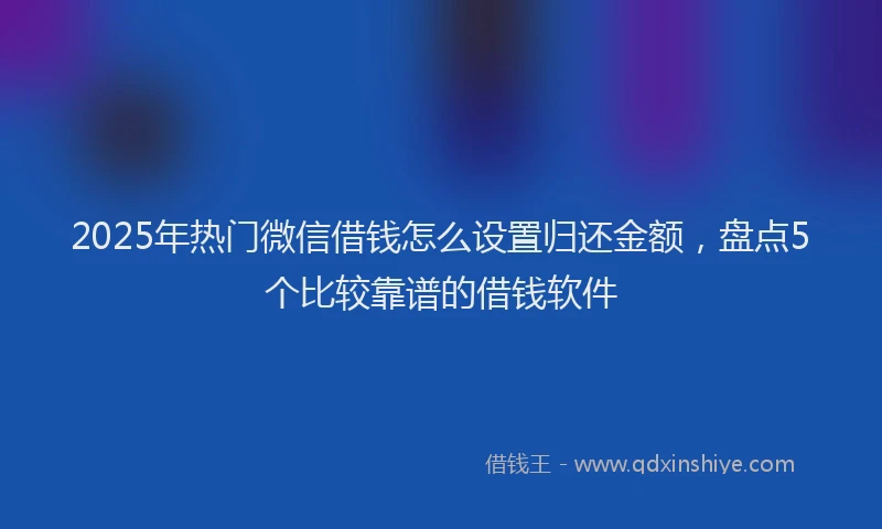 2025年热门微信借钱怎么设置归还金额，盘点5个比较靠谱的借钱软件