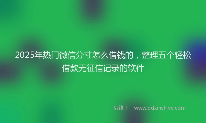 2025年热门微信分寸怎么借钱的，整理五个轻松借款无征信记录的软件