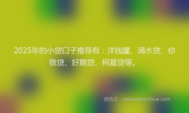 2025年的小贷口子推荐有：洋钱罐、滴水贷、你我贷、好期贷、柯基贷等。