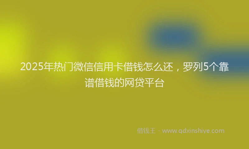 2025年热门微信信用卡借钱怎么还，罗列5个靠谱借钱的网贷平台