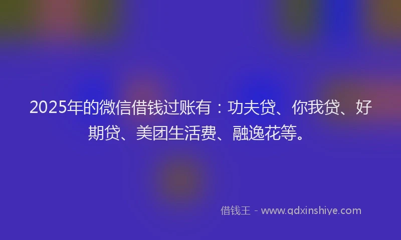 2025年的微信借钱过账有：功夫贷、你我贷、好期贷、美团生活费、融逸花等。