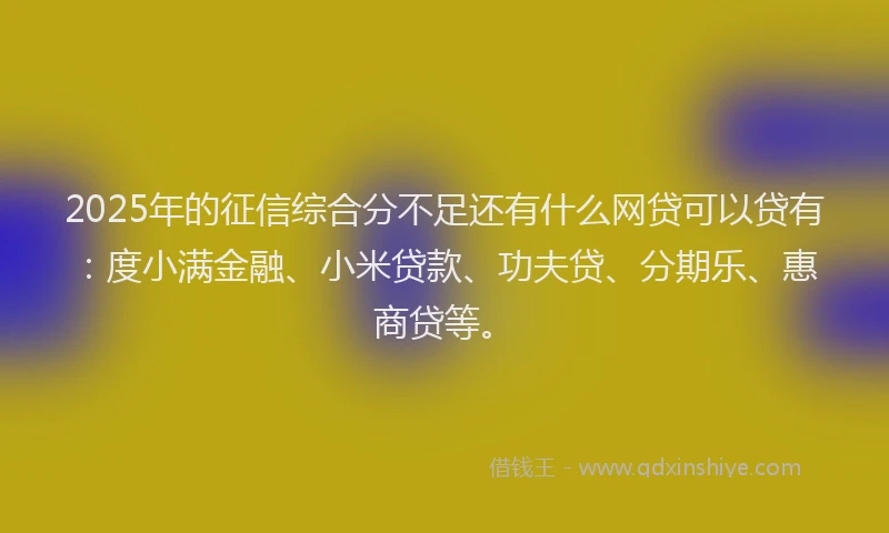 2025年的征信综合分不足还有什么网贷可以贷有：度小满金融、小米贷款、功夫贷、分期乐、惠商贷等。