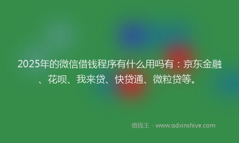 2025年的微信借钱程序有什么用吗有：京东金融、花呗、我来贷、快贷通、微粒贷等。