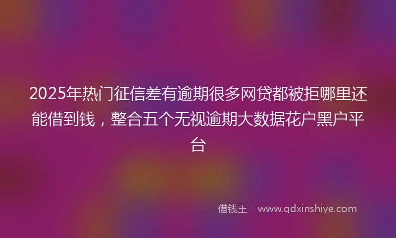 2025年热门征信差有逾期很多网贷都被拒哪里还能借到钱，整合五个无视逾期大数据花户黑户平台