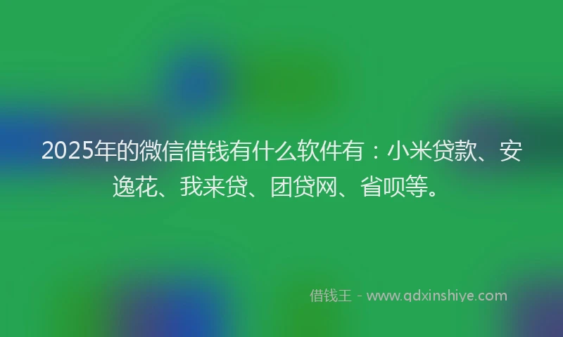 2025年的微信借钱有什么软件有：小米贷款、安逸花、我来贷、团贷网、省呗等。