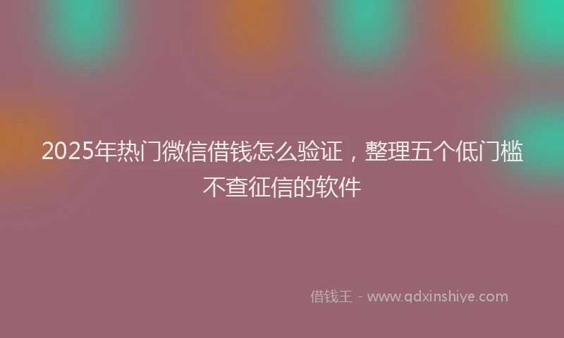2025年热门微信借钱怎么验证，整理五个低门槛不查征信的软件
