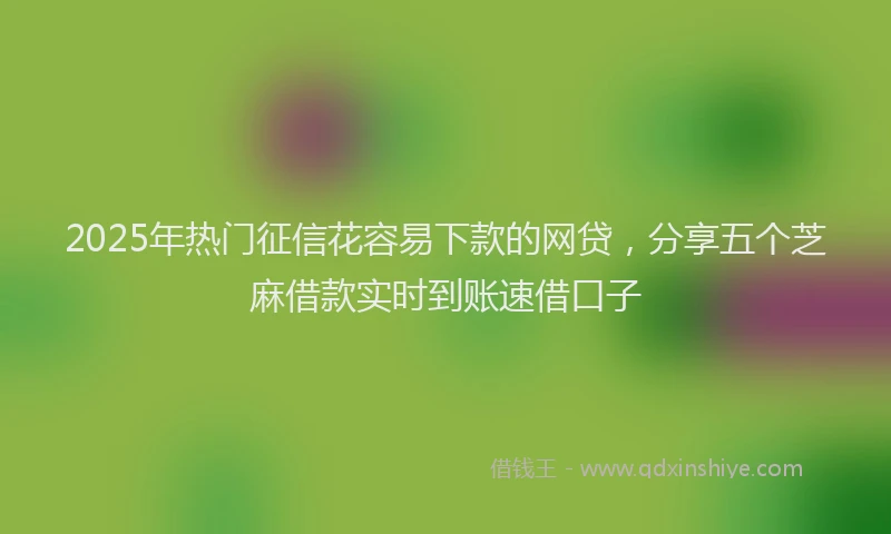 2025年热门征信花容易下款的网贷，分享五个芝麻借款实时到账速借口子