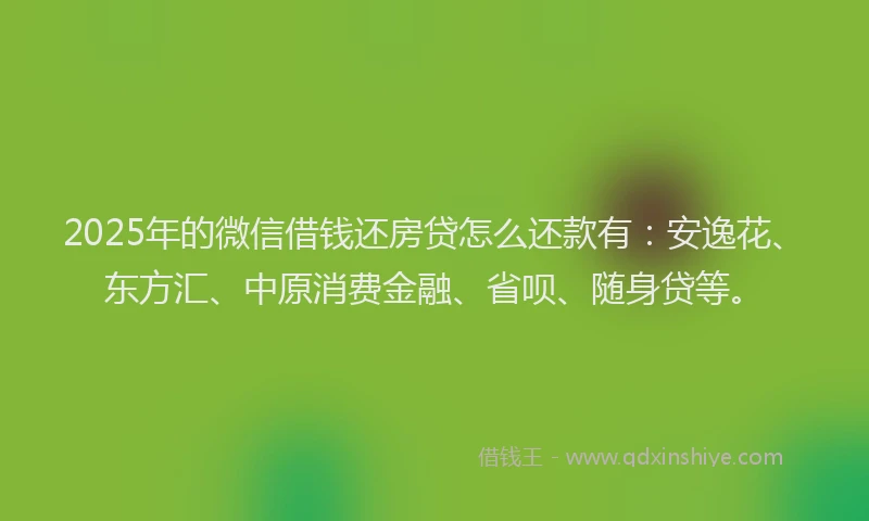 2025年的微信借钱还房贷怎么还款有：安逸花、东方汇、中原消费金融、省呗、随身贷等。
