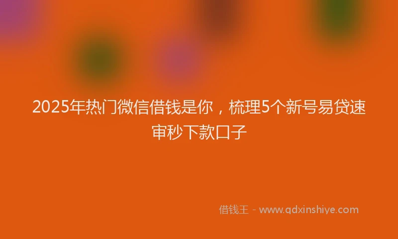 2025年热门微信借钱是你，梳理5个新号易贷速审秒下款口子