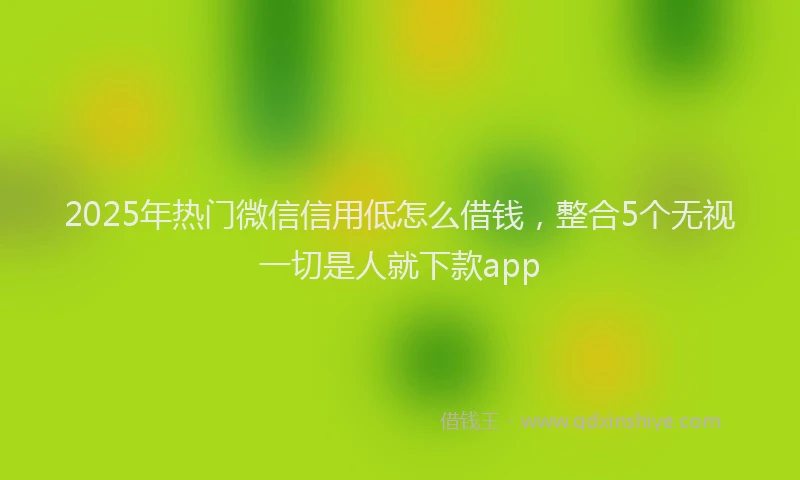 2025年热门微信信用低怎么借钱，整合5个无视一切是人就下款app