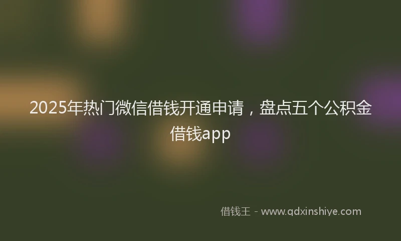 2025年热门微信借钱开通申请，盘点五个公积金借钱app