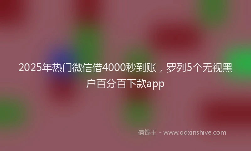 2025年热门微信借4000秒到账，罗列5个无视黑户百分百下款app