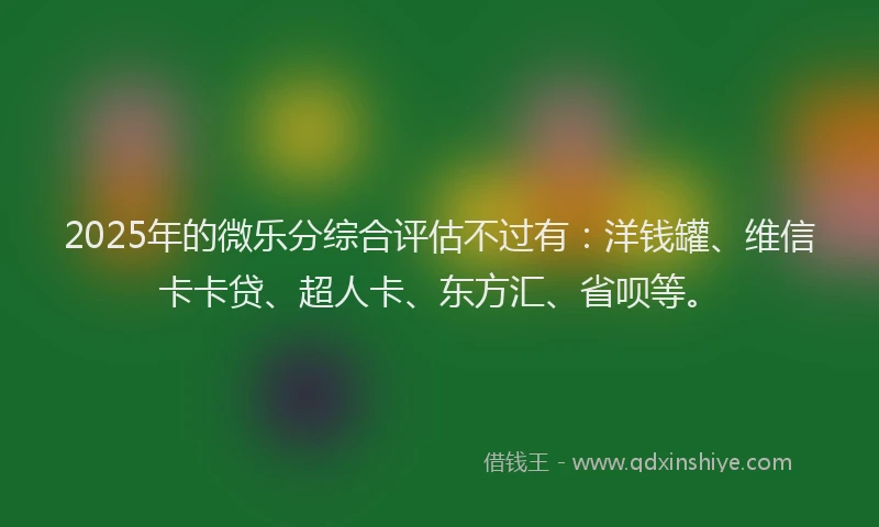 2025年的微乐分综合评估不过有：洋钱罐、维信卡卡贷、超人卡、东方汇、省呗等。