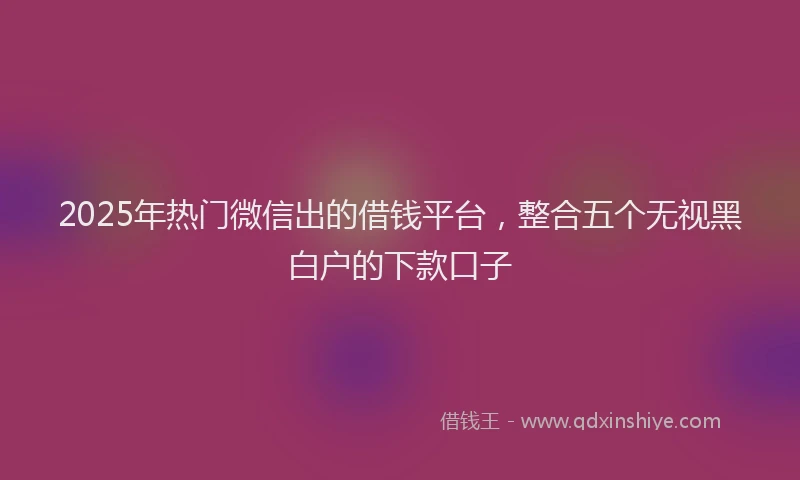 2025年热门微信出的借钱平台，整合五个无视黑白户的下款口子