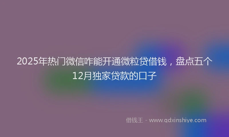 2025年热门微信咋能开通微粒贷借钱，盘点五个12月独家贷款的口子