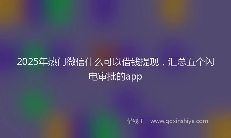 2025年热门微信什么可以借钱提现，汇总五个闪电审批的app