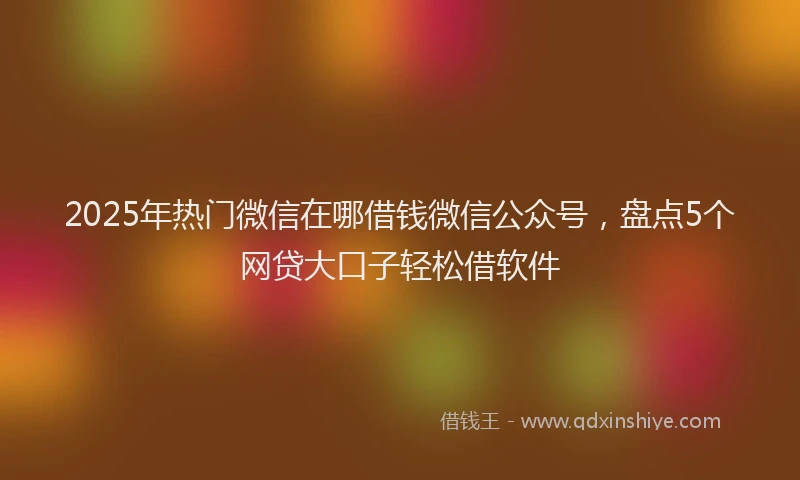 2025年热门微信在哪借钱微信公众号，盘点5个网贷大口子轻松借软件