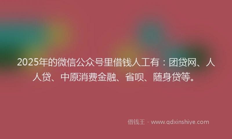 2025年的微信公众号里借钱人工有：团贷网、人人贷、中原消费金融、省呗、随身贷等。