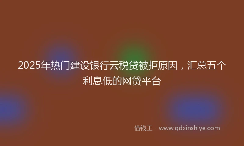 2025年热门建设银行云税贷被拒原因，汇总五个利息低的网贷平台