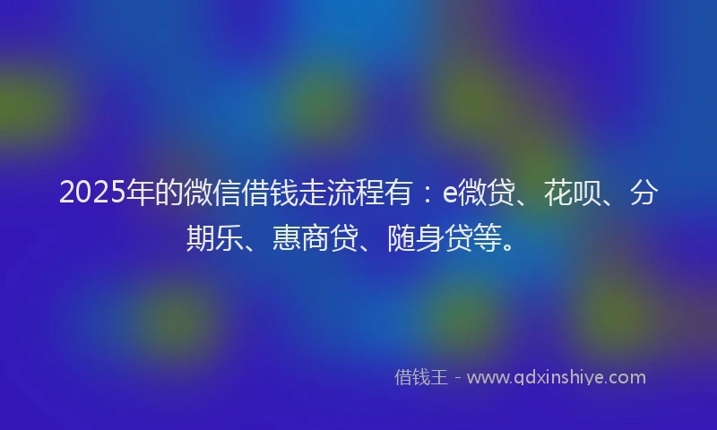 2025年的微信借钱走流程有：e微贷、花呗、分期乐、惠商贷、随身贷等。