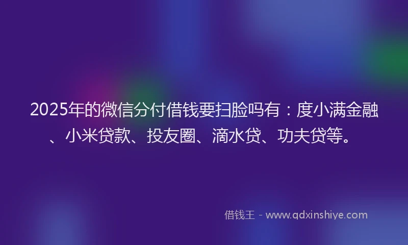2025年的微信分付借钱要扫脸吗有：度小满金融、小米贷款、投友圈、滴水贷、功夫贷等。