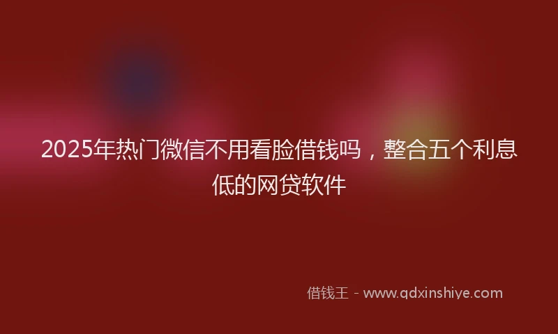 2025年热门微信不用看脸借钱吗，整合五个利息低的网贷软件