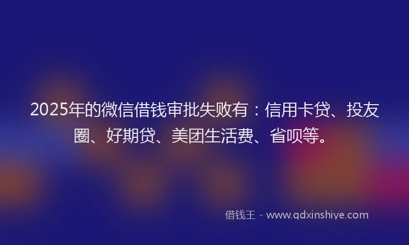2025年的微信借钱审批失败有：信用卡贷、投友圈、好期贷、美团生活费、省呗等。