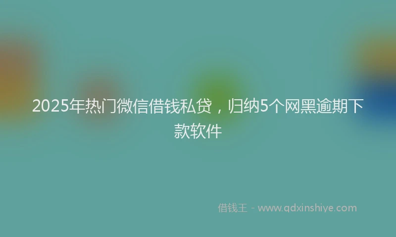 2025年热门微信借钱私贷，归纳5个网黑逾期下款软件