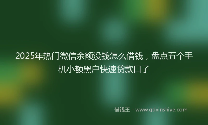 2025年热门微信余额没钱怎么借钱，盘点五个手机小额黑户快速贷款口子