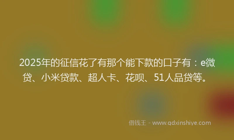 2025年的征信花了有那个能下款的口子有：e微贷、小米贷款、超人卡、花呗、51人品贷等。