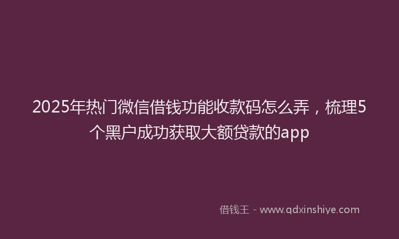 2025年热门微信借钱功能收款码怎么弄，梳理5个黑户成功获取大额贷款的app