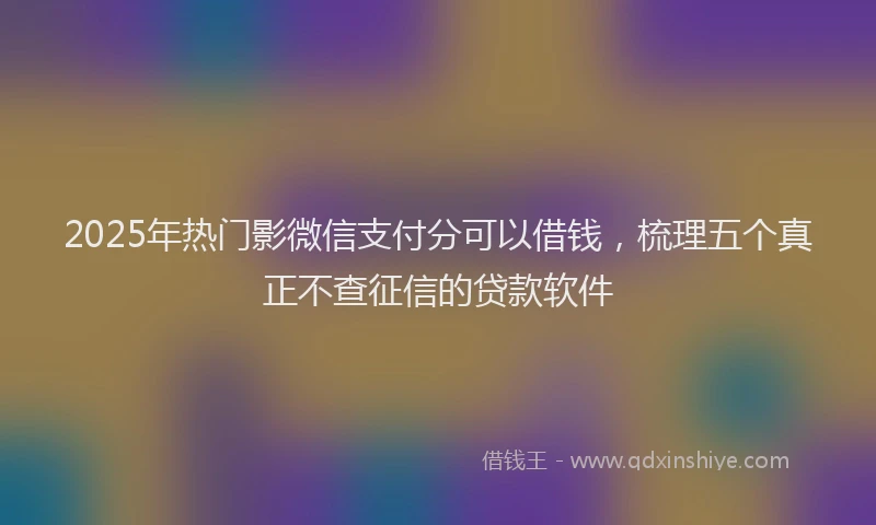 2025年热门影微信支付分可以借钱，梳理五个真正不查征信的贷款软件