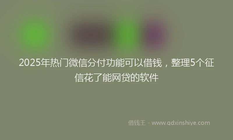 2025年热门微信分付功能可以借钱，整理5个征信花了能网贷的软件