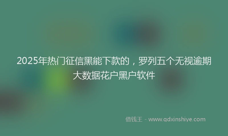 2025年热门征信黑能下款的，罗列五个无视逾期大数据花户黑户软件