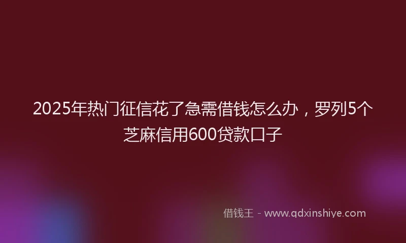2025年热门征信花了急需借钱怎么办，罗列5个芝麻信用600贷款口子