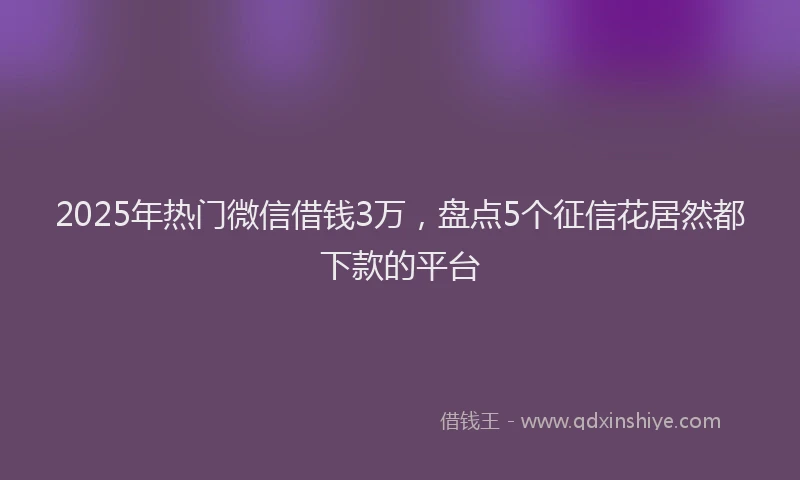 2025年热门微信借钱3万，盘点5个征信花居然都下款的平台