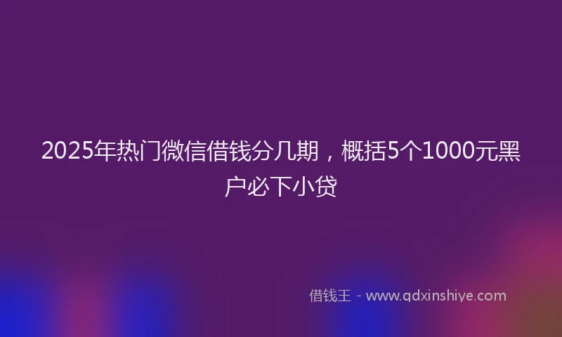 2025年热门微信借钱分几期，概括5个1000元黑户必下小贷