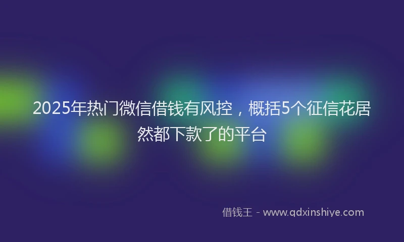 2025年热门微信借钱有风控，概括5个征信花居然都下款了的平台